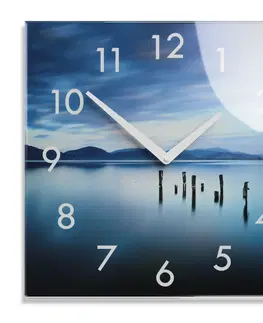 Nástěnné hodiny Dekorační skleněné hodiny 30 cm s motivem moře