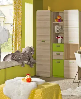 Postele Dolmar Dětská postel s přistýlkou CORNETO L16 Barva: Jasan coimbra / zelená