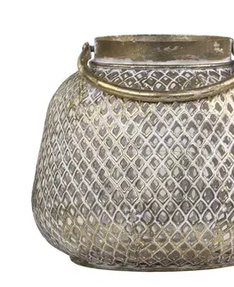 Zahradní lampy Bronzová antik kovová lucerna s uchem Vire - Ø20*18cm Chic Antique 25060013 (25600-13)