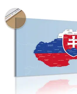 Obrazy na korku Obraz na korku mapa Slovenska se státním znakem