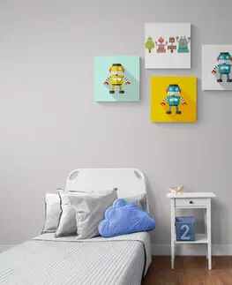 Sestavy obrazů Set obrazů pro dětské milovníky robotů