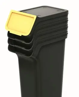 Odpadkové koše Prosperplast Sada 4 odpadkových košů STACKBOXER Q 4 x 25 L černá