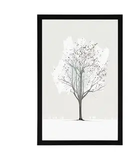 Stromy a listy Plakát minimalistický strom v zimě