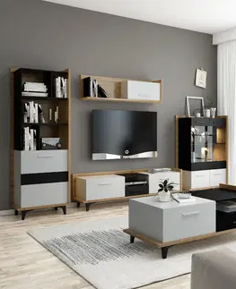 TV stolky ArtCross TV stolek 2D1S BOX-09 Barva: dub artisan / bílá / černá