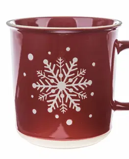 Hrnky a šálky Vánoční keramický hrnek Snowflake červená, 710 ml