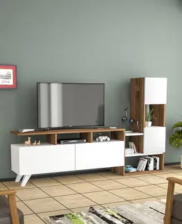 Obývací stěny a sestavy nábytku Televizní stěna TOWER bílá ořech