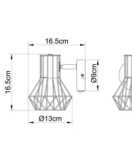 Industriální bodová svítidla GLOBO PRISKA 54017-1M Nástěnné svítidlo