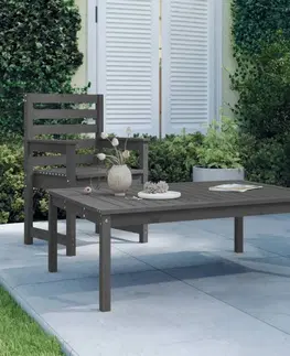 Zahradní stolky Zahradní stůl šedý 121 x 82,5 x 45 cm masivní borové dřevo