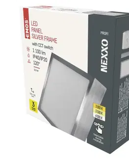 LED stropní svítidla EMOS LED svítidlo NEXXO broušený nikl, 17 x 17 cm, 12,5 W, teplá/neutrální bílá ZM6233