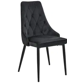 Židle Ak furniture Sametová čalouněná prošívaná židle Eliza černá