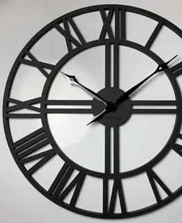 Nástěnné hodiny Černé hodiny na stěnu ze dřeva LOFT GRANDE 80cm