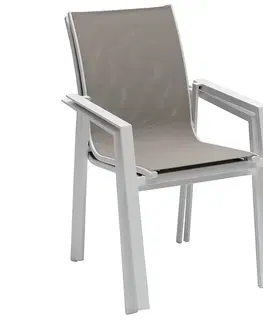 Zahradní židle a křesla DEOKORK Hliníkové křeslo s textílií NOVARA (bílá)