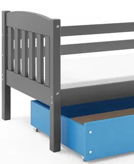 Postele BMS Dětská postel KUBUŠ 1 s úložným prostorem | šedá Barva: Šedá / Modrá, Rozměr: 200 x 90 cm