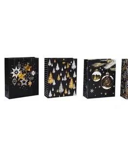 Hračky Sada vánočních dárkových tašek 4 ks, černá, 26 x 32 x 10 cm