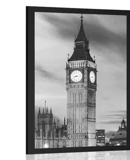 Černobílé Plakát Big Ben v Londýně v černobílém provedení