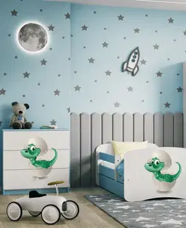 Dětské postýlky Kocot kids Dětská postel Babydreams dinosaurus modrá, varianta 80x160, bez šuplíků, s matrací