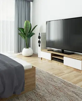 TV stolky Ak furniture TV stolek Ronon 160 cm sonoma/bílý