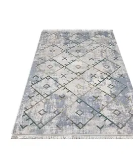 Skandinávské koberce Moderní šedý koberec s třásněmi ve skandinávském stylu