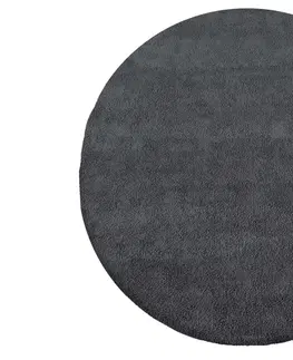 Kulaté a oválné koberce Moderní kulatý koberec v černé barvě 133X133