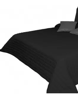 Luxusní přehozy na postel Černý přehoz na dvoulůžko prošívaný
