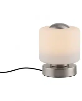 LED stolní lampy PAUL NEUHAUS LED stolní lampa stříbrná, kruhová, dotykový stmívač, nadčasový design 3000K
