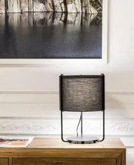 Designové stolní lampy FARO DRUM černá/šedá stolní lampa