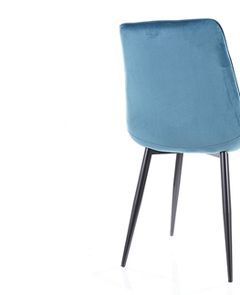 Jídelní sety Jídelní židle KIM OX VELVET Signal Tmavě modrá
