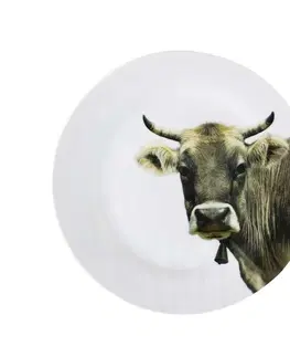 Talíře Porcelánový jídelní talíř s motivem švýcarské krávy -  Ø 27*3cm Mars & More SCBDZK