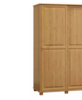 Šatní skříně Kombinovaná skříň 2D BHAGIRA 8, šíře 120 cm, masiv borovice, moření: olše