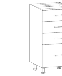 Kuchyňské linky MISAEL dolní skříňka D40S4, korpus bílý, dvířka borovice andersen