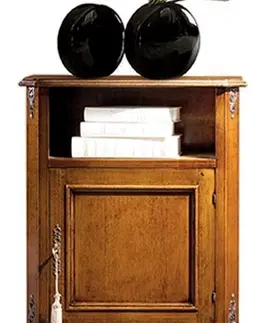 Designové a luxusní noční stolky Estila Luxusní klasický telefonní stolek Emociones z masivu s dvířky a poličkou 82cm