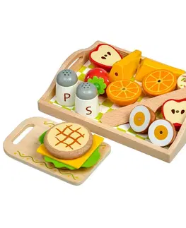 Hračky LUCY & LEO - 222 Snídaně na podnosu - dřevěná herní sada s magnety