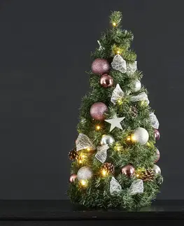 Vánoční vnitřní dekorace STAR TRADING Noel LED kužel se stříbro/růžovou dekorací