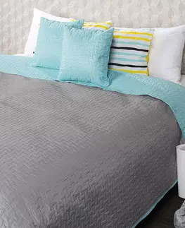 Přikrývky 4Home Přehoz na postel Doubleface tyrkysová/šedá, 220 x 240 cm, 2 ks 40 x 40 cm