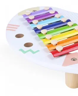 Hudební nástroje pro děti Dřevěný stůl s hudebními nástroji Ecotoys bílý