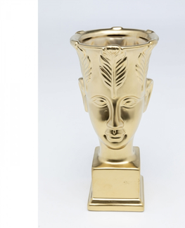 Kameninové vázy KARE Design Zlatá kameninová váza Rosto 26cm