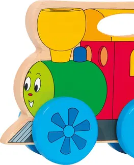 Hračky WOODY - Mašinka na kolečkách s držadlem