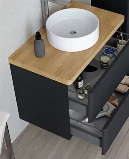 Koupelnový nábytek MEREO Siena, koupelnová skříňka s umyvadlem z litého mramoru 101 cm, černá mat CN442M1