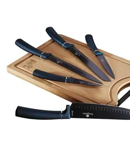 Kuchyňské nože Berlinger Haus Sada nožů s nepřilnavým povrchem + prkénko 6 ks Aquamarine Metallic Line