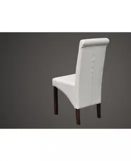 Jídelní sety Jídelní židle 4 ks umělá kůže / dřevo Dekorhome Bílá