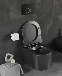 Kompletní WC sady Závěsný WC set MEXEN Sofia 36 cm s prkénkem Slow SLIM černý