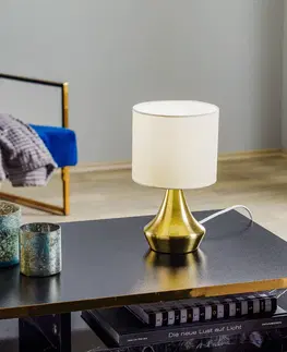 Stolní lampy na noční stolek ONLI Stolní lampa Ottone s textilním stínidlem, mosaz