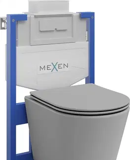 WC sedátka MEXEN/S WC předstěnová instalační sada Fenix XS-U s mísou WC Rico + sedátko softclose, světle šedá mat 68530724061