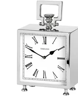 Stylové a designové hodiny Estila Stylové stříbrné stolní hodiny - chromové hranaté