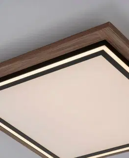 LED stropní svítidla PAUL NEUHAUS LED stropní svítidlo, imitace dřeva, stmívatelné, dálkový ovladač, CCT 2700-5000K