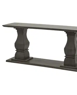 Designové a luxusní konzolové stolky Estila Moderní luxusní konzolový stolek Lucia s ručně vyřezávanými nožičkami z masivního akáciového dřeva v šedé barvě 180 cm