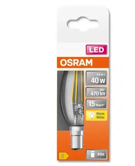 LED žárovky OSRAM LEDVANCE LED Star Classic B 40 Filament 4W 827 Clear B15d 4058075654532