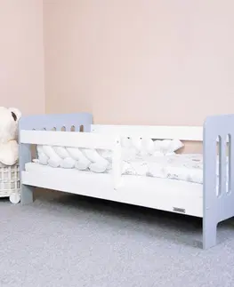Dětské postýlky, cestovní postýlky New Baby Dětská postel se zábranou Erik bílá-šedá, 140 x 70 cm