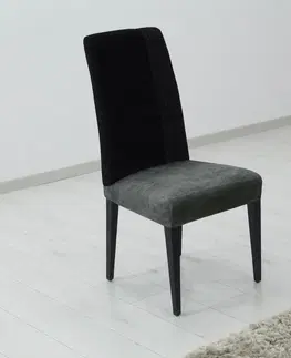 Židle Potah elastický na celou židli, komplet 2 ks Estivella odolný proti skvrnám, tmavě šedá