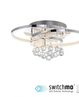Designová stropní svítidla PAUL NEUHAUS LED stropní svítidlo chrom s křišťalovými přívěsky krokově stmívatelné 3000K PN 6267-17